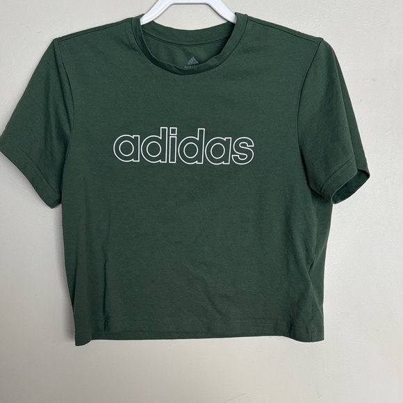 adidas Tops - Women’s Adidas Green Logo Short Sleeve Crop Tee Size Small